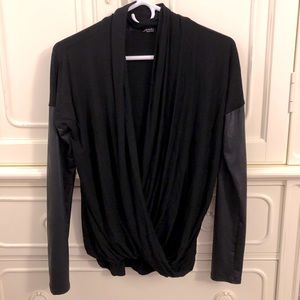 ARIELLA leather sleeved blouse